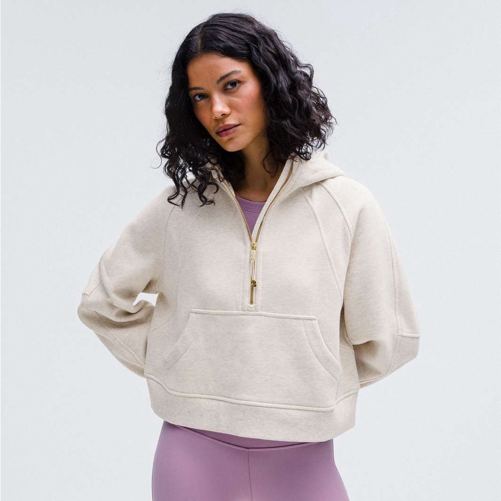 Lululemon Scuba Oversized Half-Zip Hoodie Heathered Bone / Gold